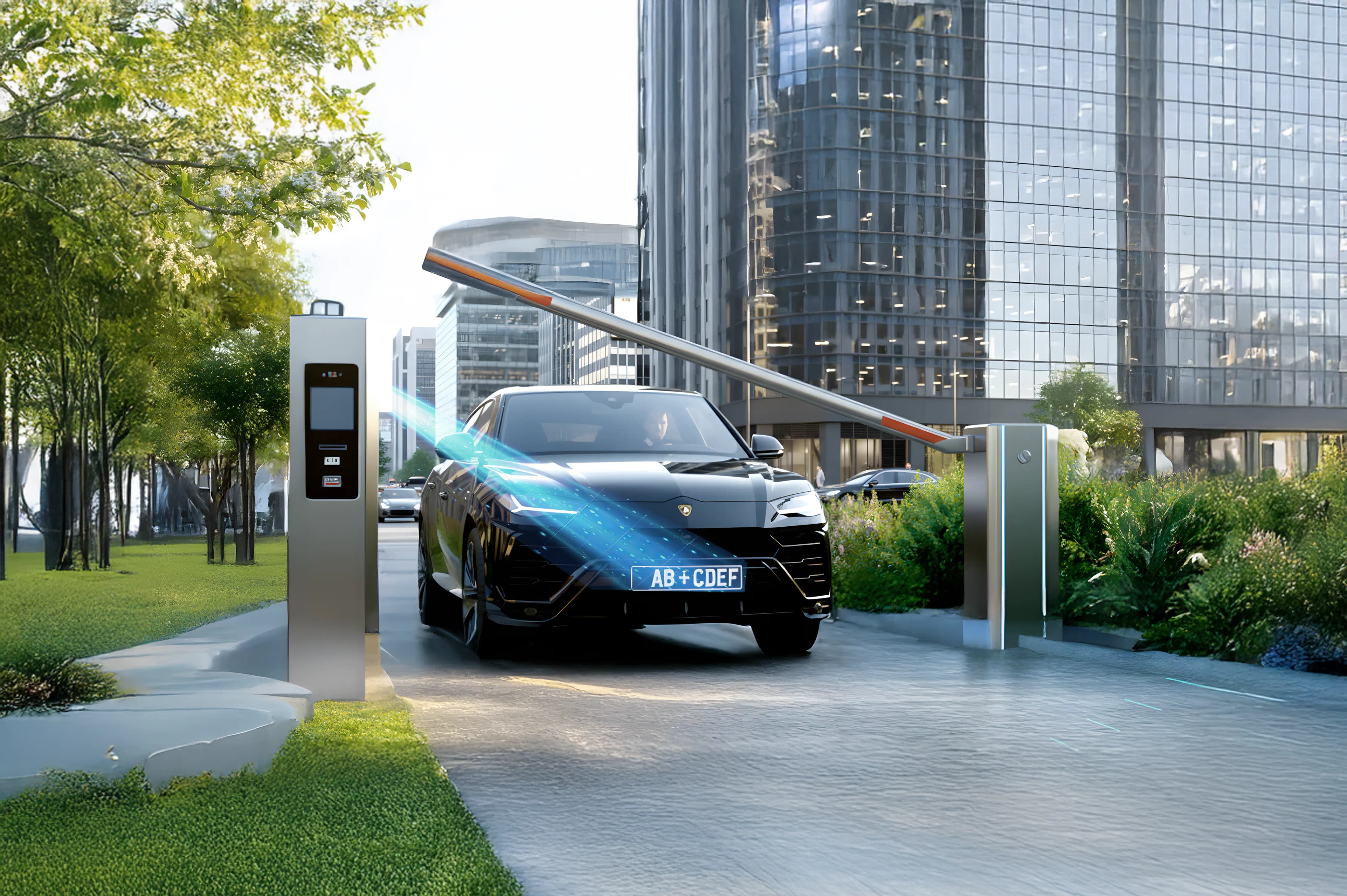 VelloPass AI-powered vehicle recognition at an enterprise entrance