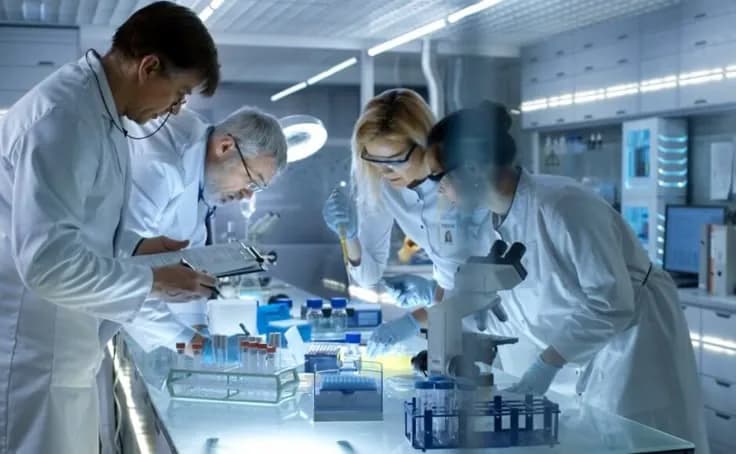 Research team working together in a laboratory