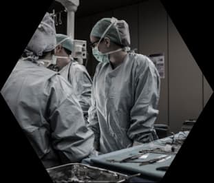 A surgical team at work in an operating theatre