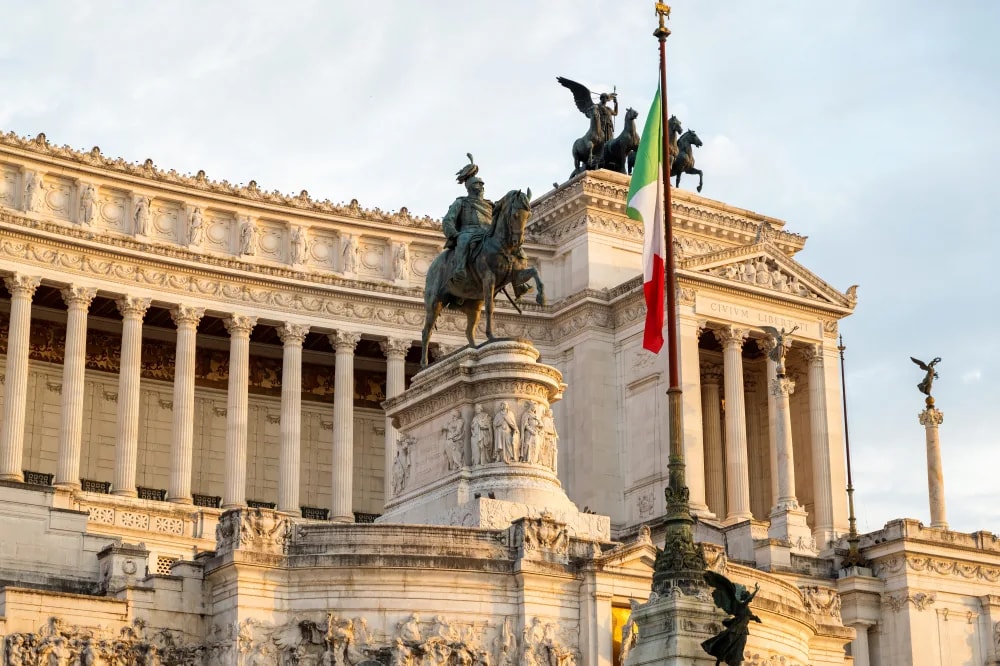Vittoriano monument in Rome at sunset