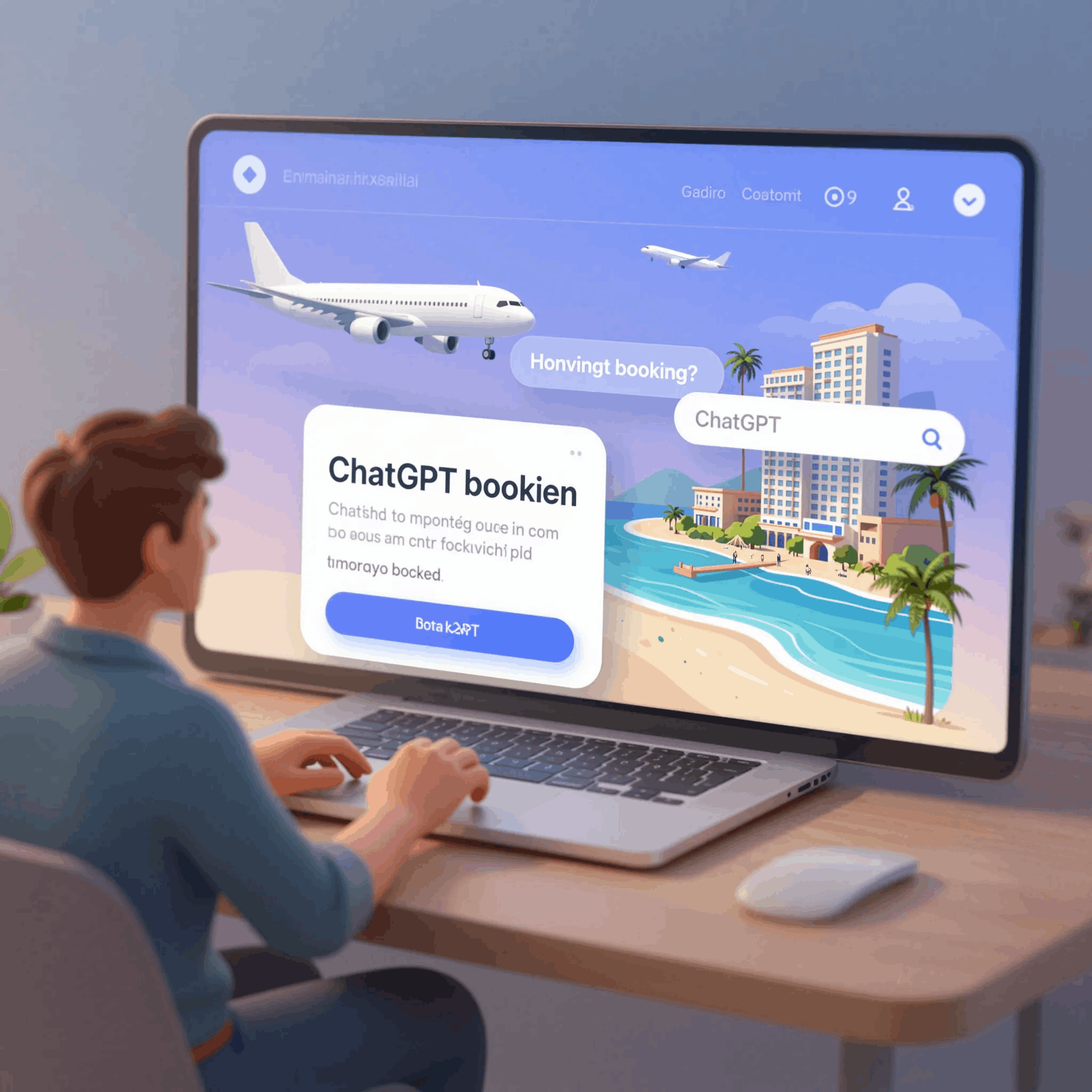 ChatGPT booking interface showing travel planning